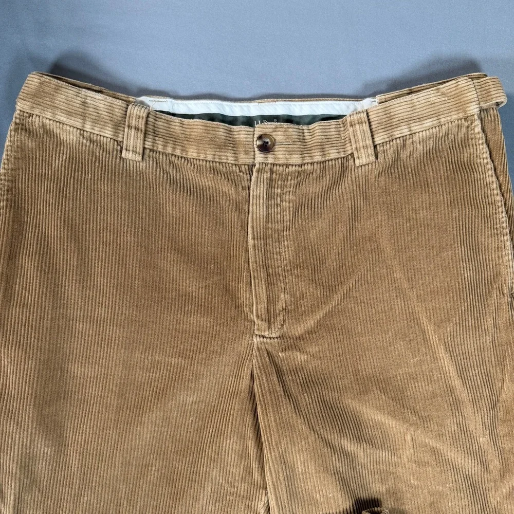 L.L.Bean Corduroy Pants Mens 35 Tan Excellent Comfort‎ Waist Wide Wale Cotton